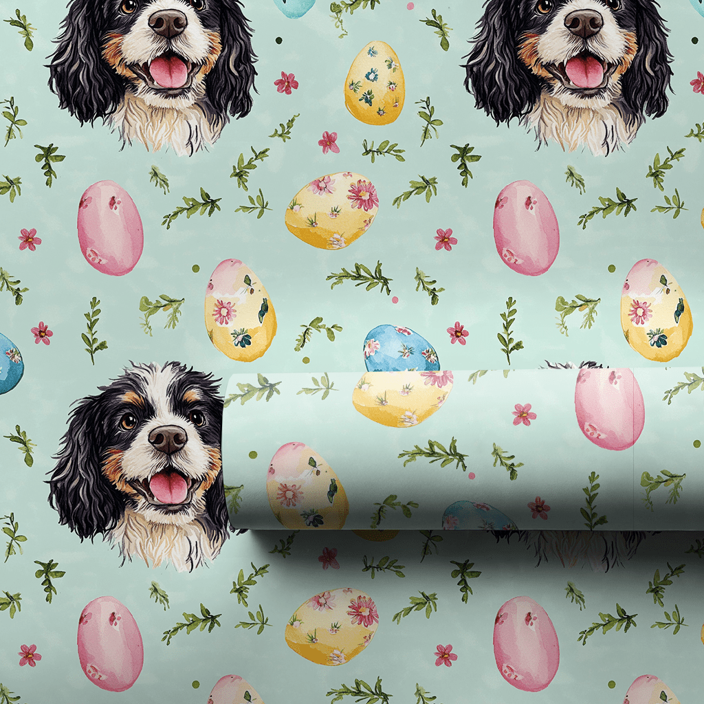 Easter Eggs with the Bernedoodle - Wrapping Paper - Aspen & Arlo