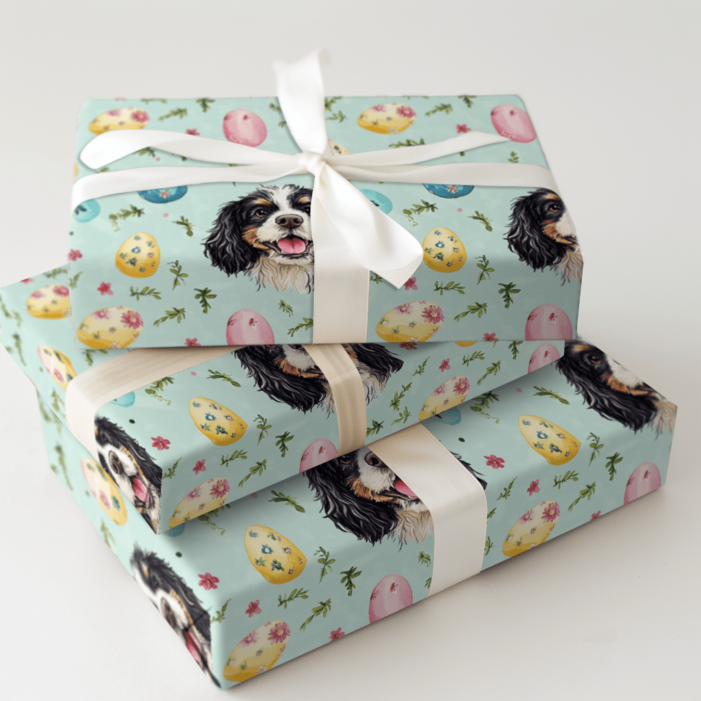 Easter Eggs with the Bernedoodle - Wrapping Paper - Aspen & Arlo