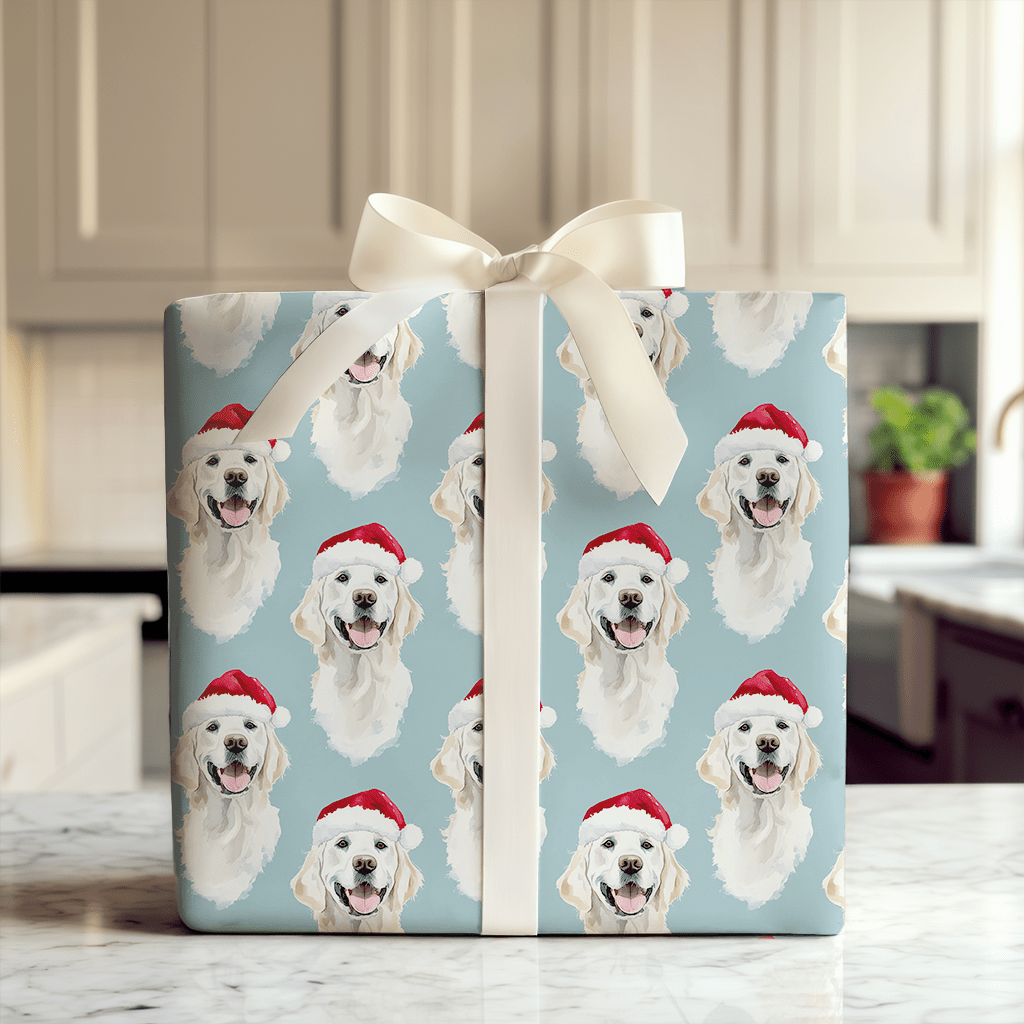 White Golden Santa - Wrapping Paper - Aspen & Arlo