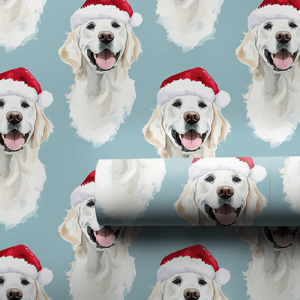 White Golden Santa - Wrapping Paper - Aspen & Arlo