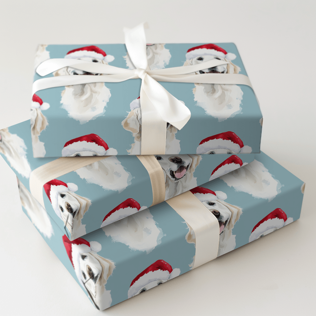 White Golden Santa - Wrapping Paper - Aspen & Arlo