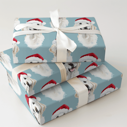 White Golden Santa - Wrapping Paper - Aspen & Arlo