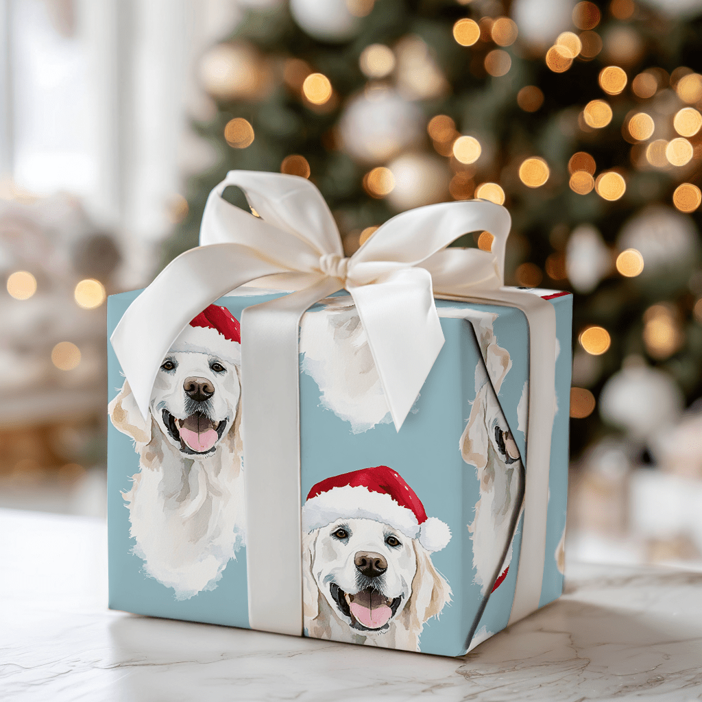White Golden Santa - Wrapping Paper - Aspen & Arlo