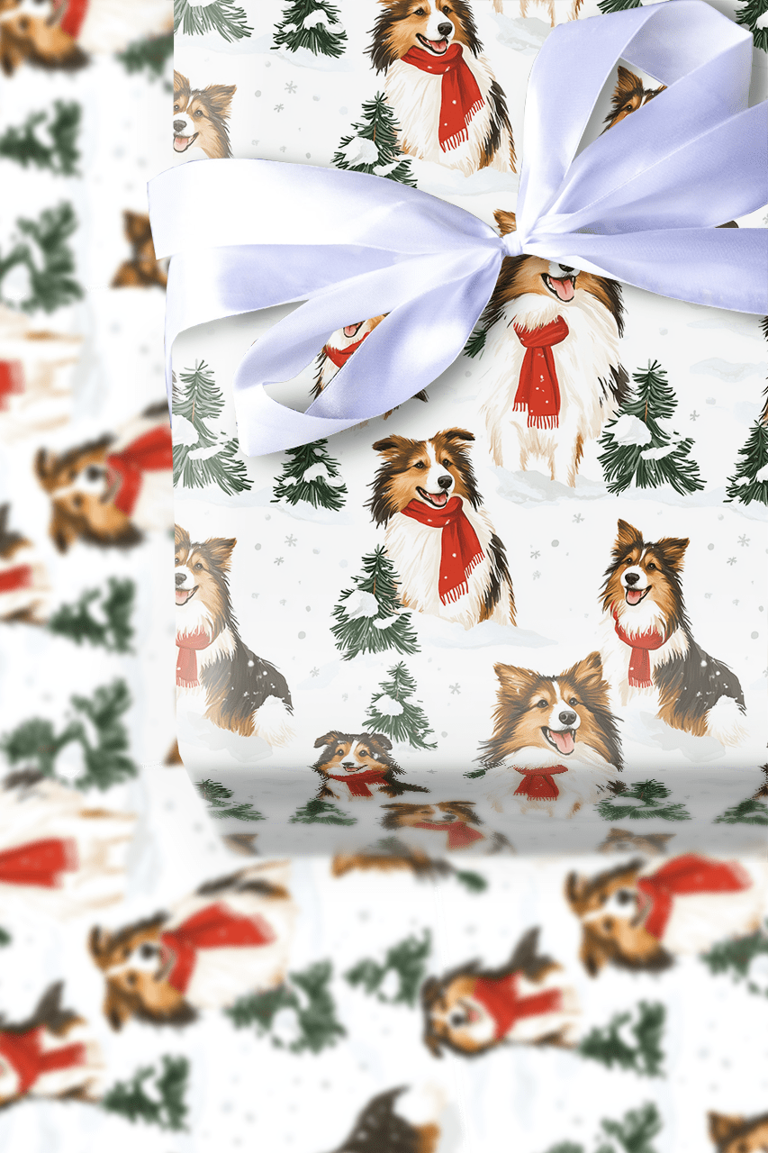 Snow day for Shelties - Wrapping Paper - Aspen & Arlo
