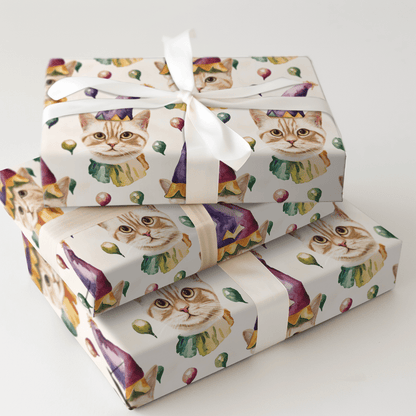 Mardi Gras Domestic Shorthair - Wrapping Paper - Aspen & Arlo