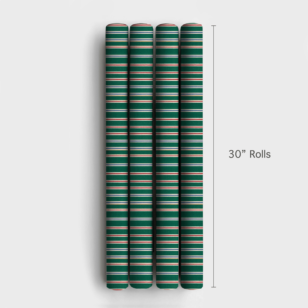 Evergreen Ticking Stripe - Wrapping Paper - Aspen & Arlo