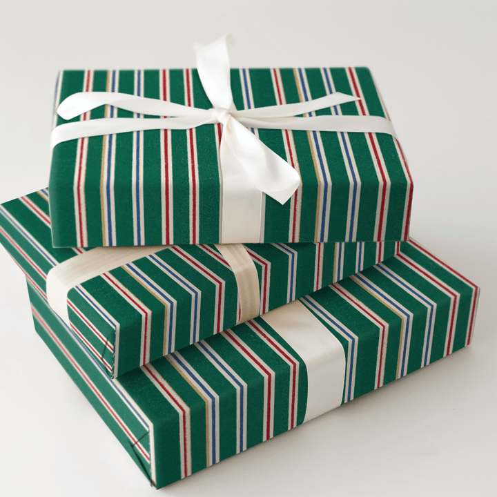 Evergreen Ticking Stripe - Wrapping Paper - Aspen & Arlo