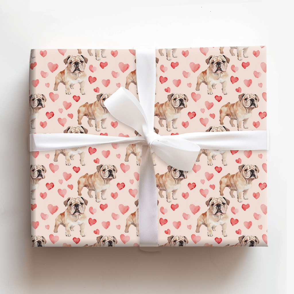 Bulldog Valentine - Wrapping Paper - Aspen & Arlo