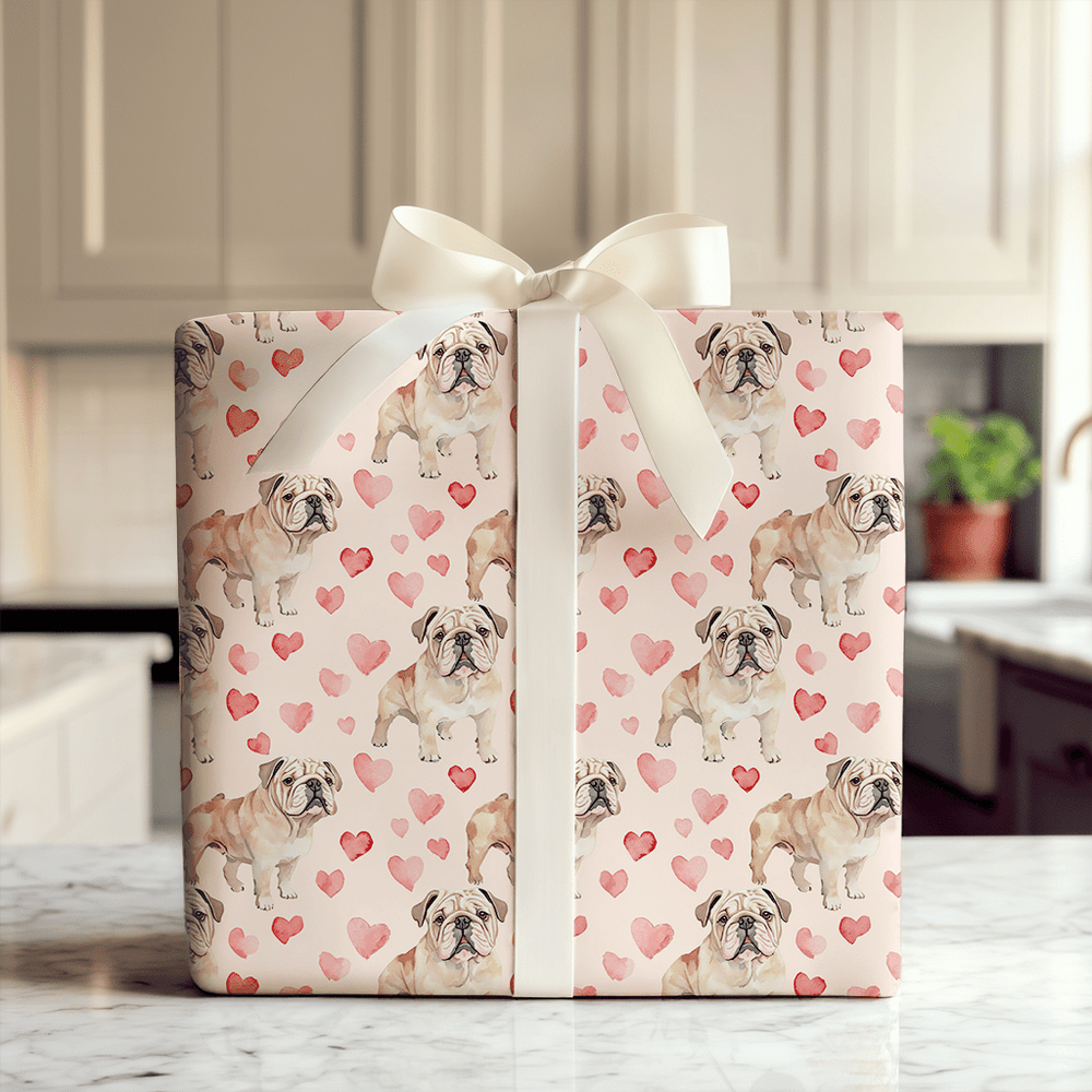 Bulldog Valentine - Wrapping Paper - Aspen & Arlo