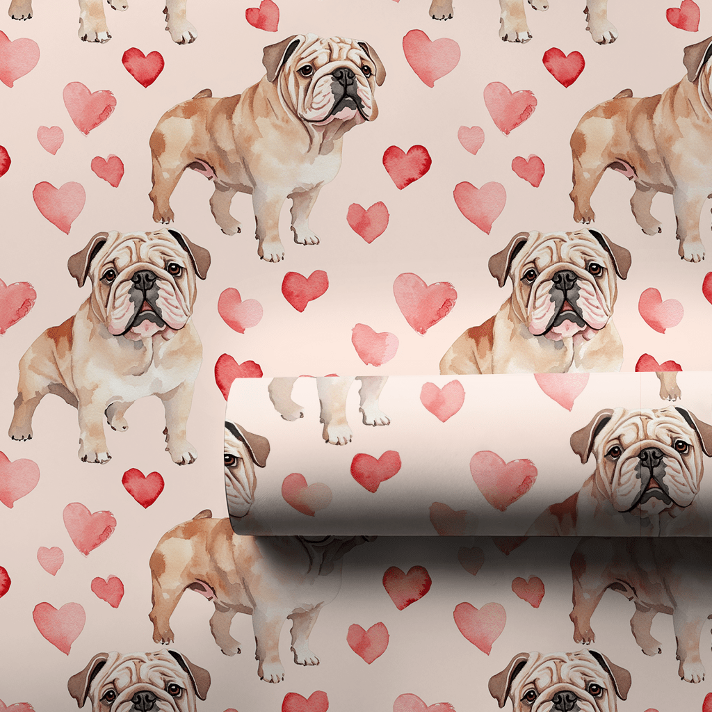 Bulldog Valentine - Wrapping Paper - Aspen & Arlo
