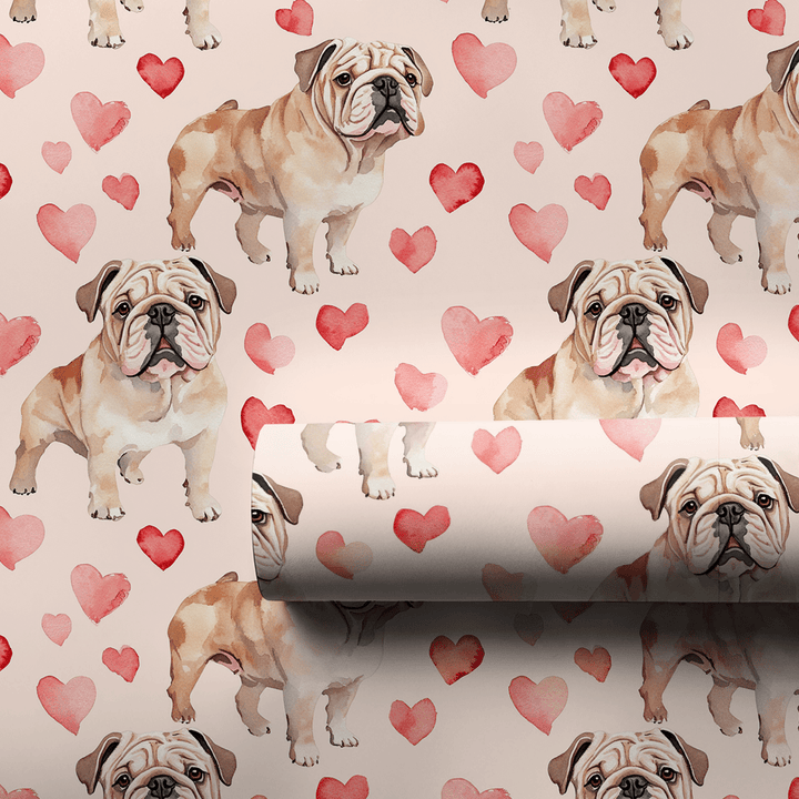 Bulldog Valentine - Wrapping Paper - Aspen & Arlo