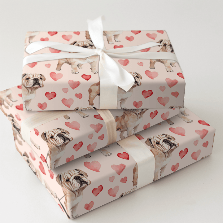 Bulldog Valentine - Wrapping Paper - Aspen & Arlo