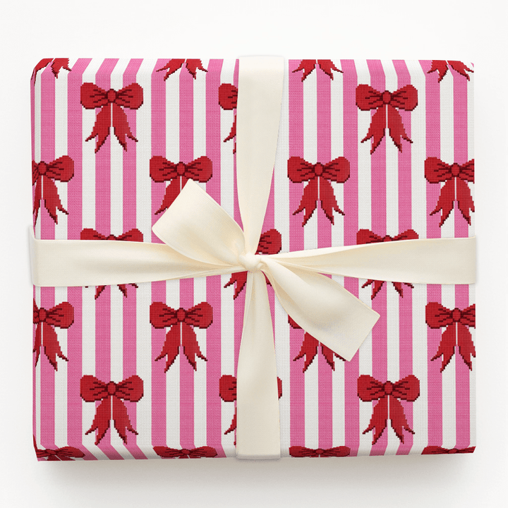 Needlepoint Bow stripes - Wrapping Paper - Aspen & Arlo