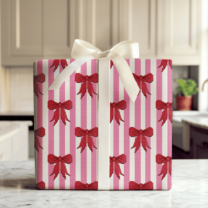 Needlepoint Bow stripes - Wrapping Paper - Aspen & Arlo