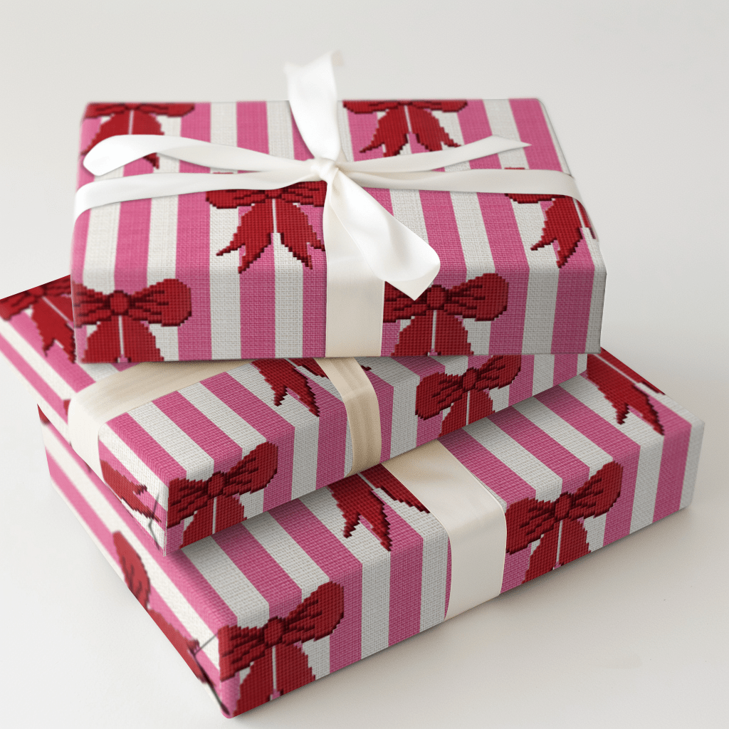 Needlepoint Bow stripes - Wrapping Paper - Aspen & Arlo