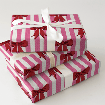 Needlepoint Bow stripes - Wrapping Paper - Aspen & Arlo
