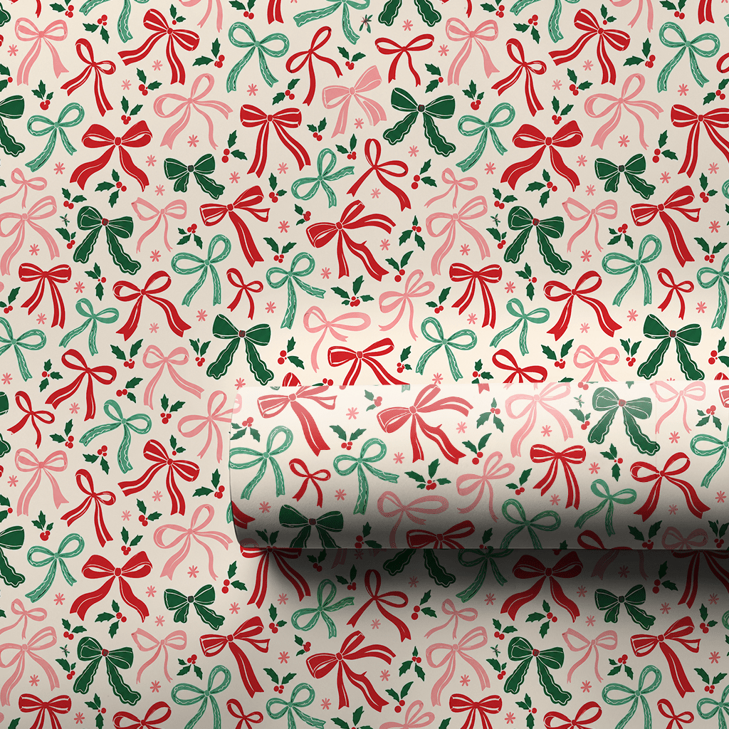 Bows and Holly - Wrapping Paper - Aspen & Arlo