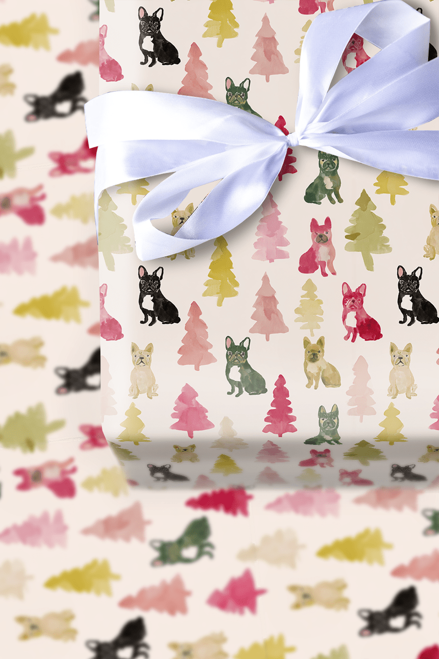 Frosted Frenchie - Wrapping Paper - Aspen & Arlo