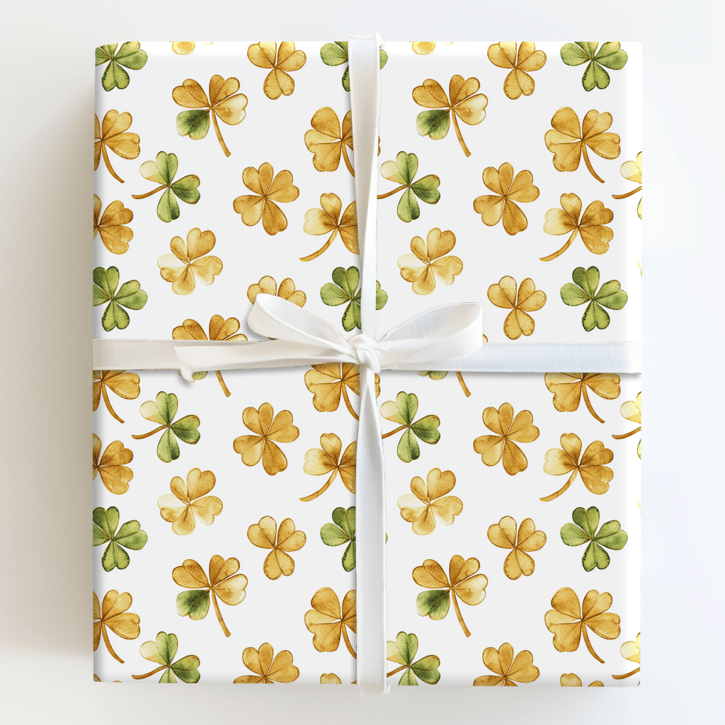 Shamrocks in Gold - Wrapping Paper - Aspen & Arlo