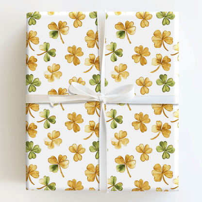 Shamrocks in Gold - Wrapping Paper - Aspen & Arlo