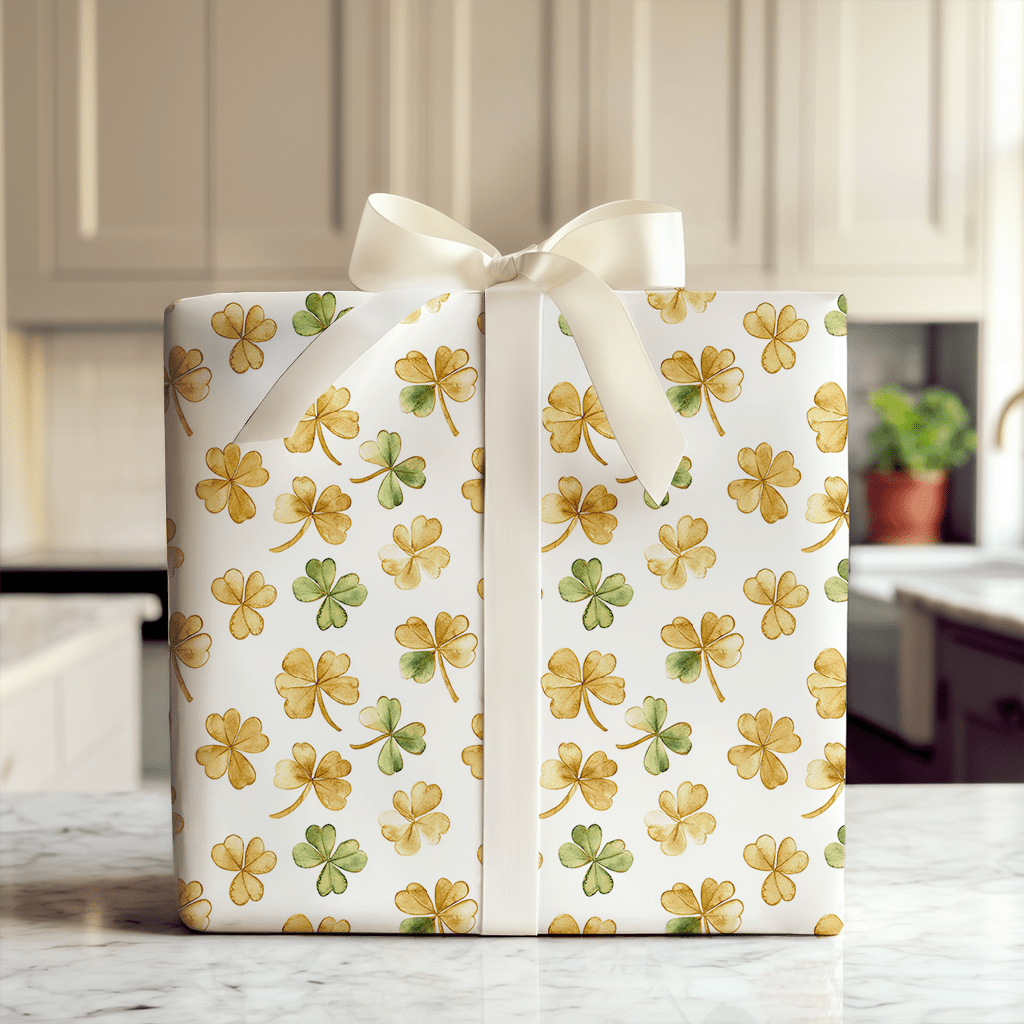 Shamrocks in Gold - Wrapping Paper - Aspen & Arlo
