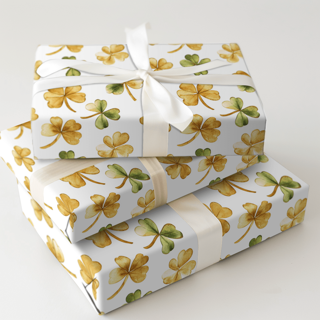 Shamrocks in Gold - Wrapping Paper - Aspen & Arlo