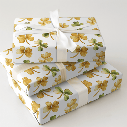 Shamrocks in Gold - Wrapping Paper - Aspen & Arlo