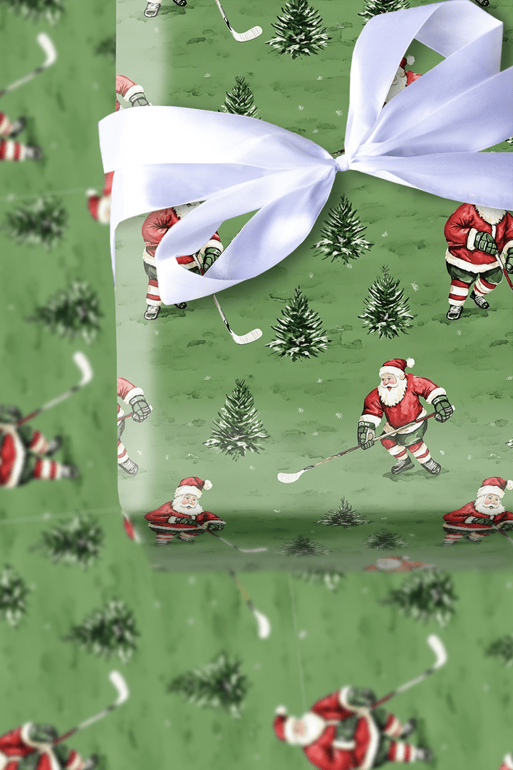Slapshot Santa - Wrapping Paper - Aspen & Arlo