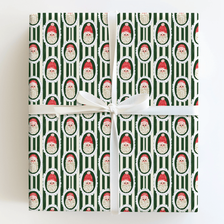 Santa Cameo Stripe - Wrapping Paper - Aspen & Arlo