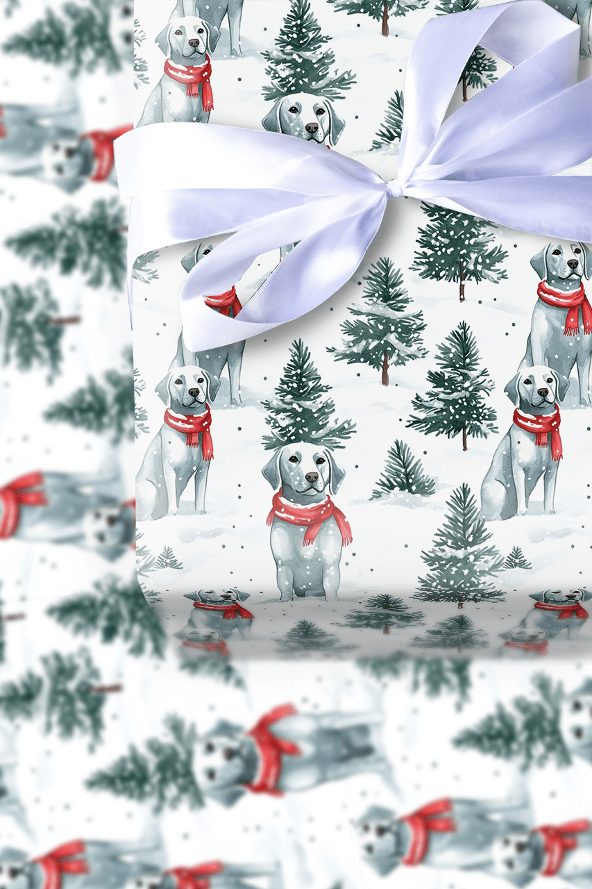 Snow Day for Silver Lab - Wrapping Paper - Aspen & Arlo