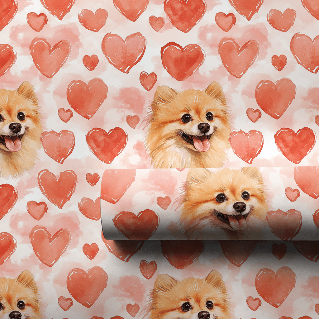 Pomeranian Valentine - Wrapping Paper - Aspen & Arlo