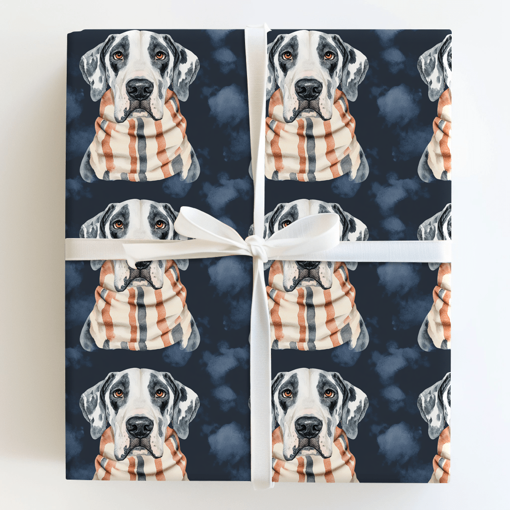 Bundle Up with the Harlequin Great Dane - Wrapping Paper - Aspen & Arlo