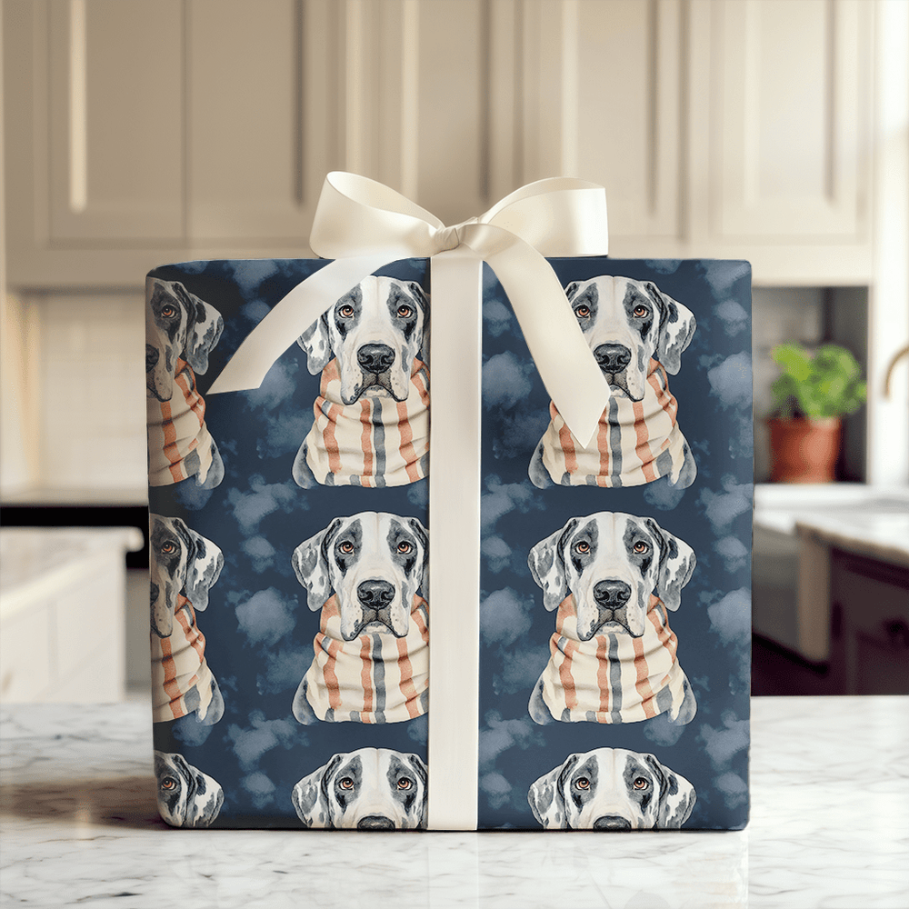 Bundle Up with the Harlequin Great Dane - Wrapping Paper - Aspen & Arlo