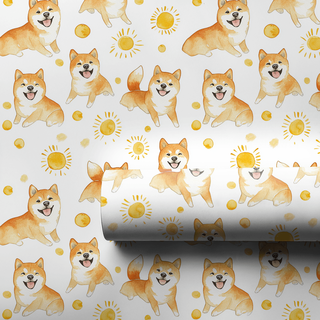 Sunny Day with the Shiba Inus - Wrapping Paper - Aspen & Arlo