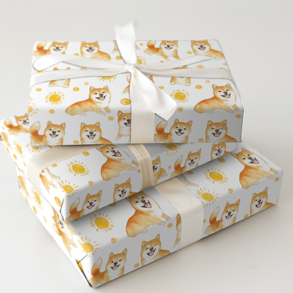 Sunny Day with the Shiba Inus - Wrapping Paper - Aspen & Arlo