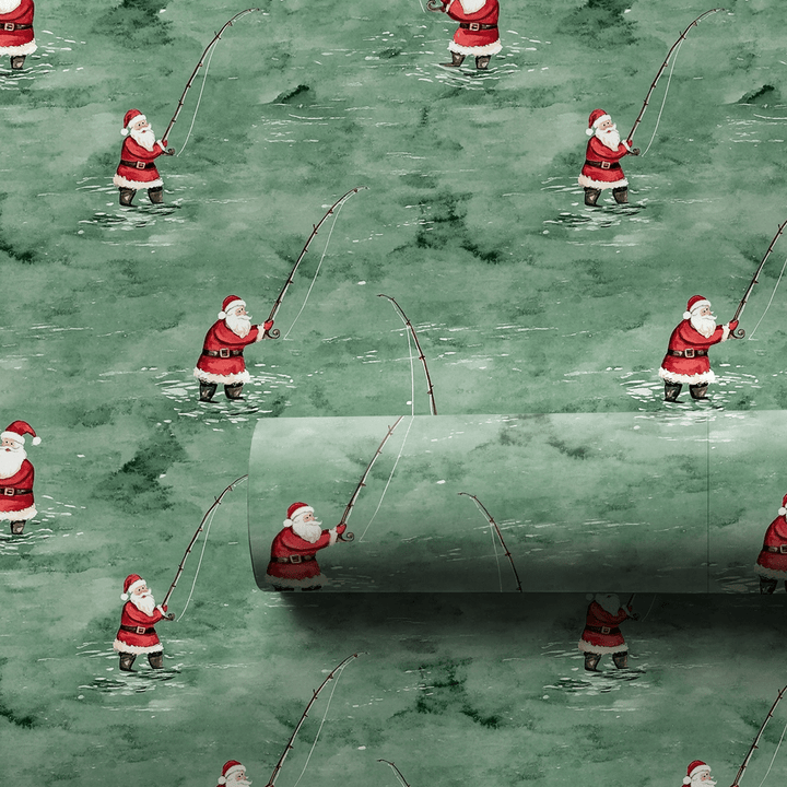 River Rod Run Santa - Wrapping Paper - Aspen & Arlo