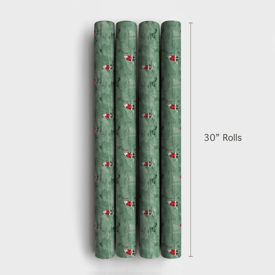 River Rod Run Santa - Wrapping Paper - Aspen & Arlo