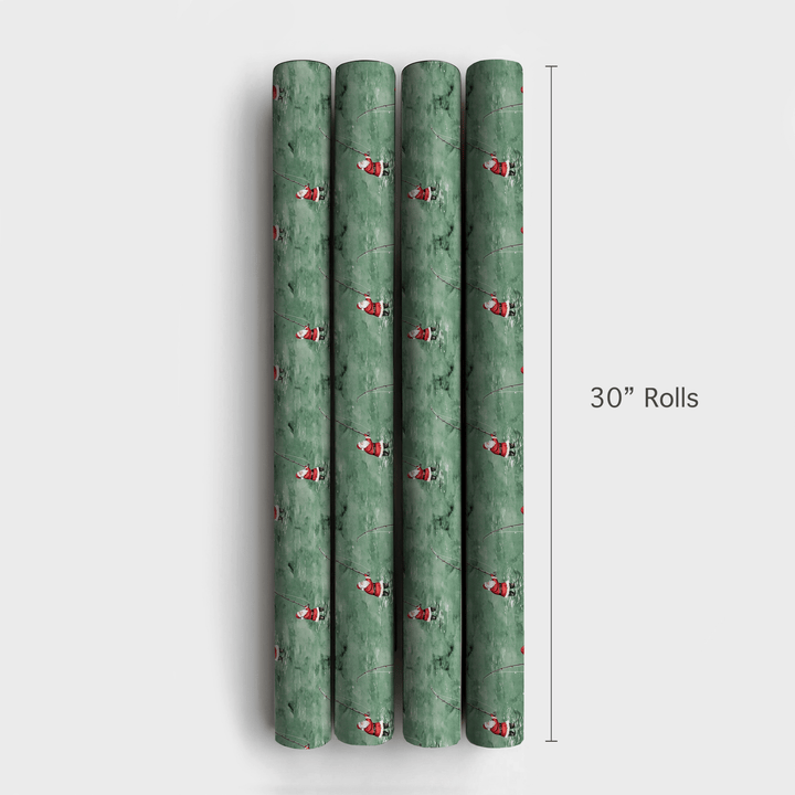 River Rod Run Santa - Wrapping Paper - Aspen & Arlo