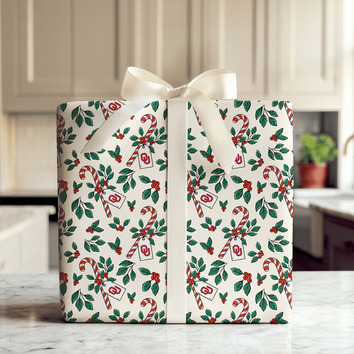 Peppermint Sooners - Wrapping Paper - Aspen & Arlo