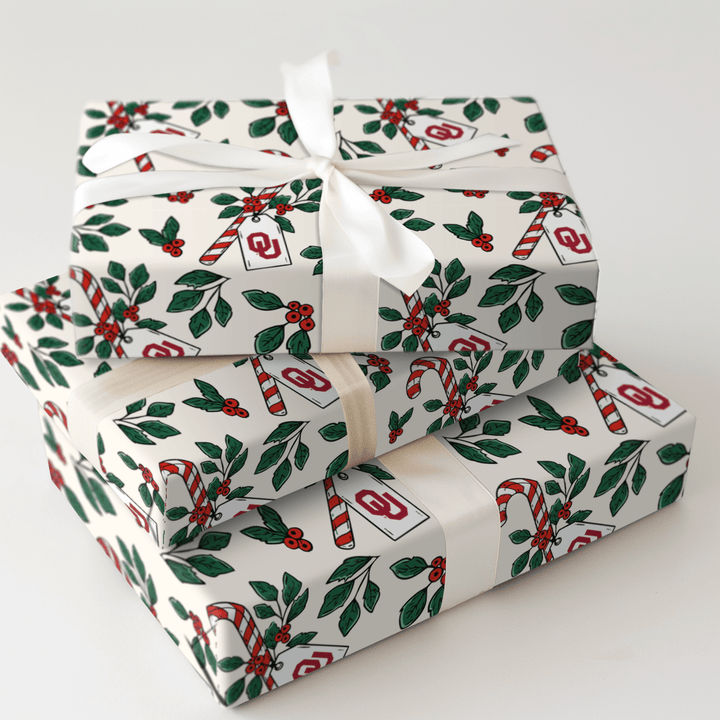 Peppermint Sooners - Wrapping Paper - Aspen & Arlo