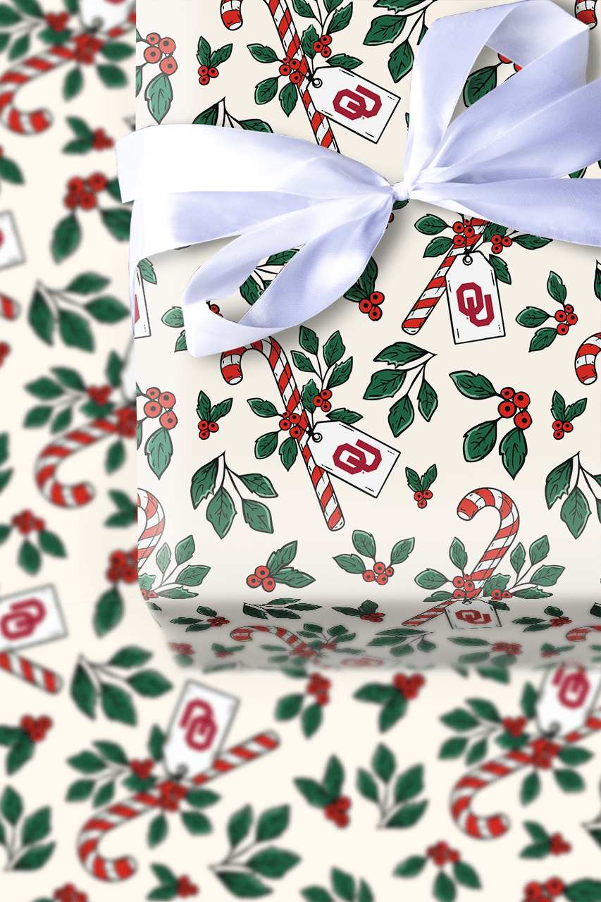 Peppermint Sooners - Wrapping Paper - Aspen & Arlo