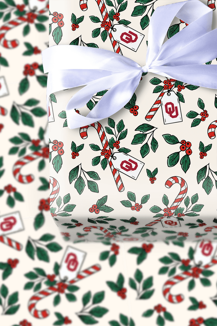 Peppermint Sooners - Wrapping Paper - Aspen & Arlo