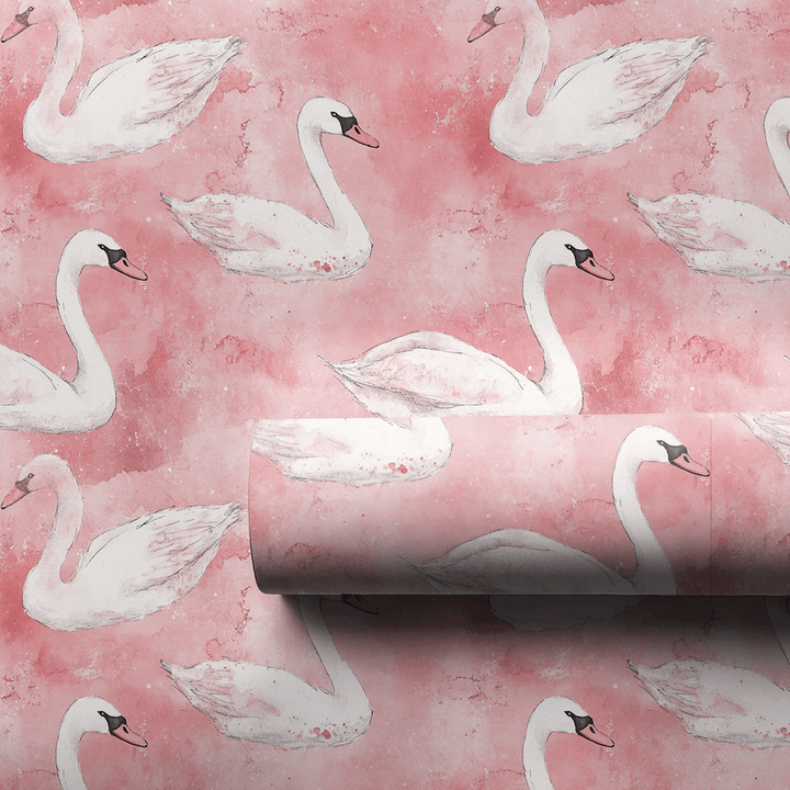 Pink Swan Rice Paper Love Struck Swans Wrapping Paper: Pink Swan Gift Wrap for Baby Girl ...