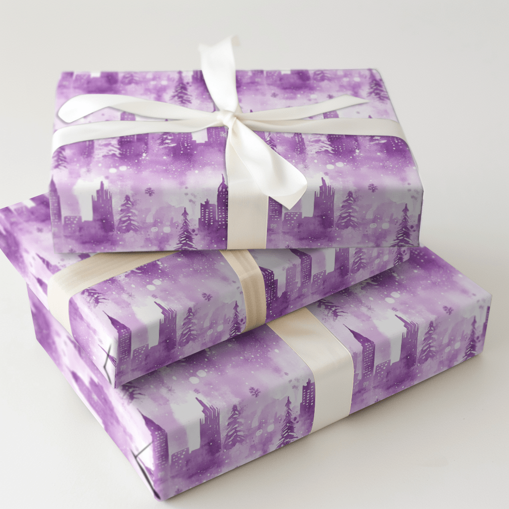 Violet Holiday Evening - Wrapping Paper - Aspen & Arlo