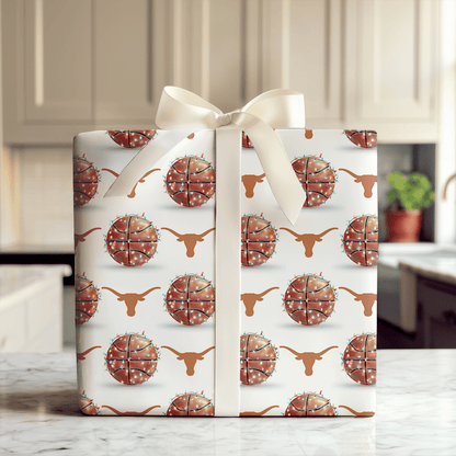 Holiday Hoops Longhorns - Wrapping Paper - Aspen & Arlo