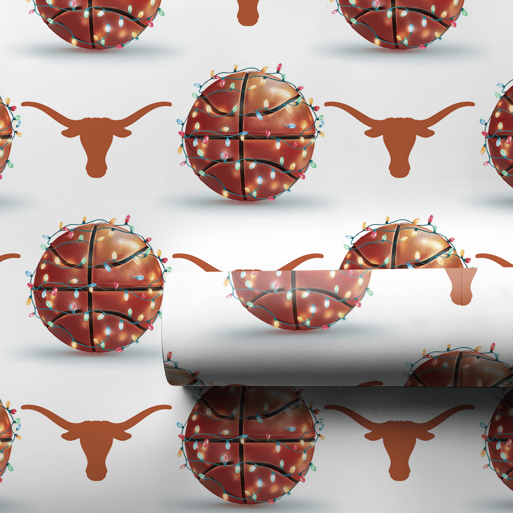 Holiday Hoops Longhorns - Wrapping Paper - Aspen & Arlo