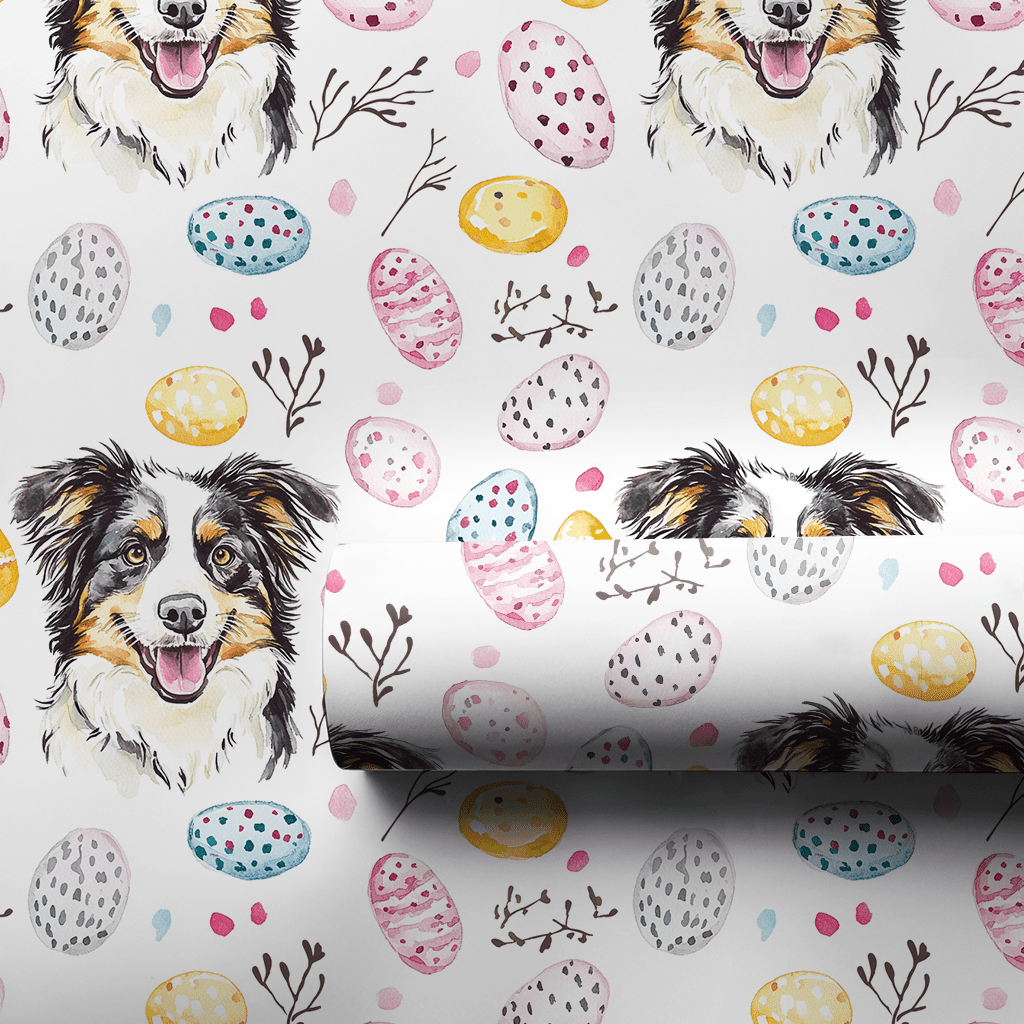 Easter Eggs with the Australian Shepherd - Wrapping Paper - Aspen & Arlo