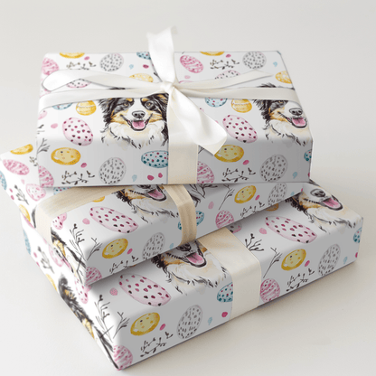 Easter Eggs with the Australian Shepherd - Wrapping Paper - Aspen & Arlo