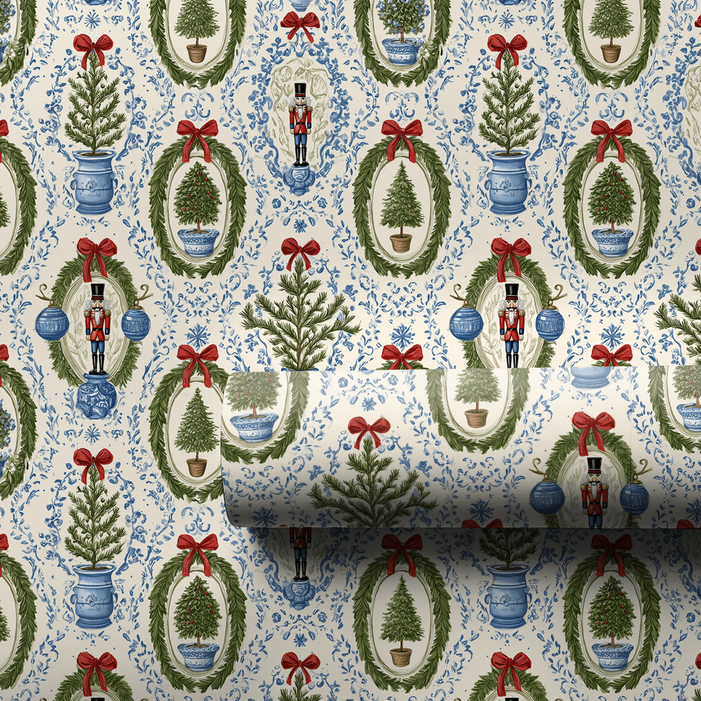 Festive Porcelain & Pine - Wrapping Paper - Aspen & Arlo
