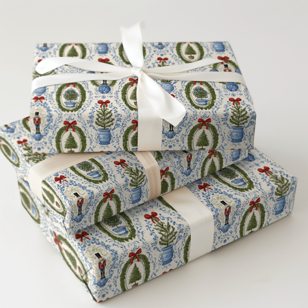 Festive Porcelain & Pine - Wrapping Paper - Aspen & Arlo